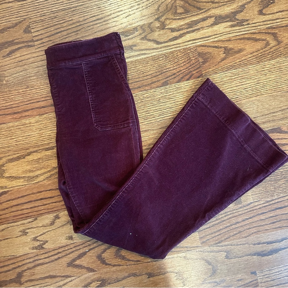 Express Burgundy Corduroy High Rise Bell Flare, size 2 Short, 90s